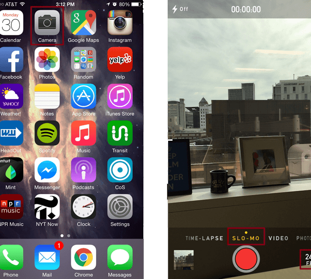 Slo-mo recording on iPhone