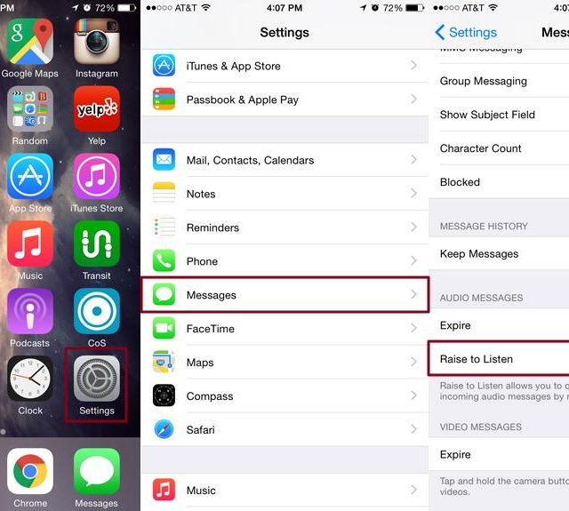 Raise phone to listen setting