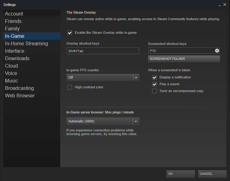 Steam In-Game Settings