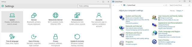 Windows 10 Settings App vs Control Panel