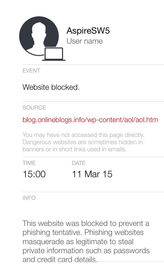 Bitdefender Box screenshot blocked website