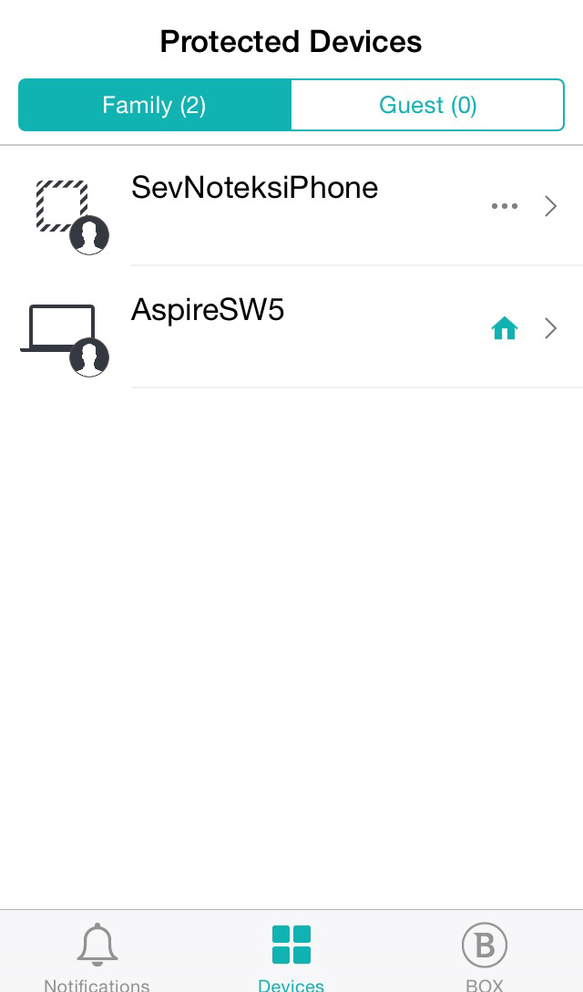 Bitdefender Box screenshot protected devices