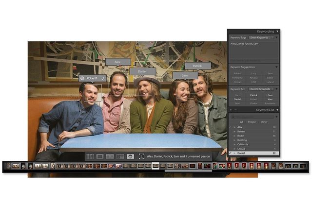 Facial recognition added to Lightroom CC.