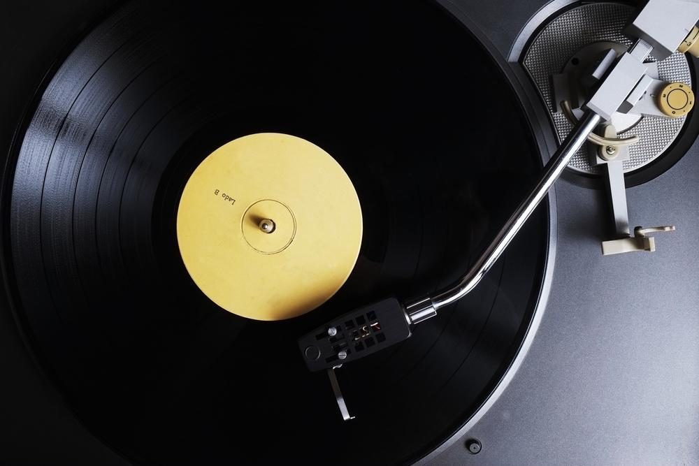 Vinyl record on turntable