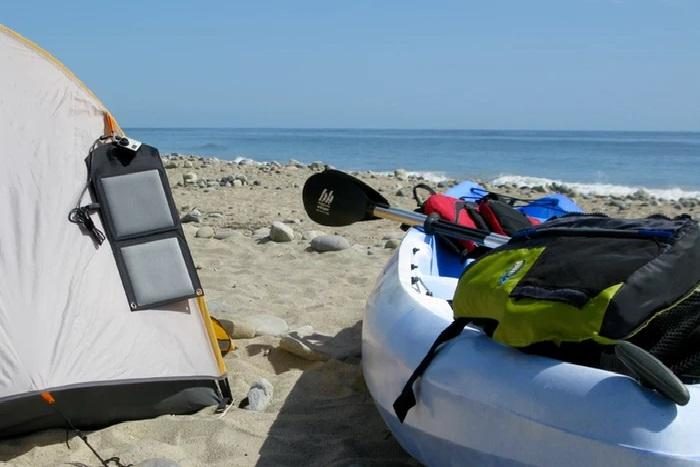 Badger solar charger in use