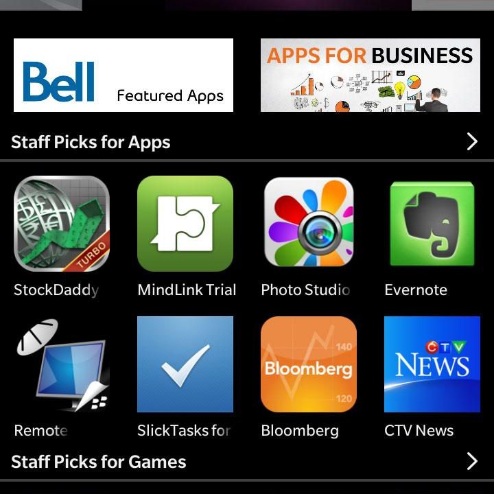 BlackBerry Leap screenshot store