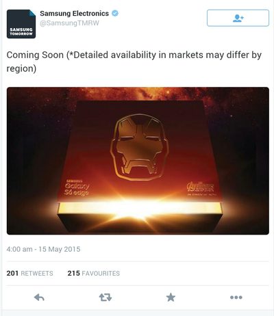 Samsung Iron Man S6 Edge tweet