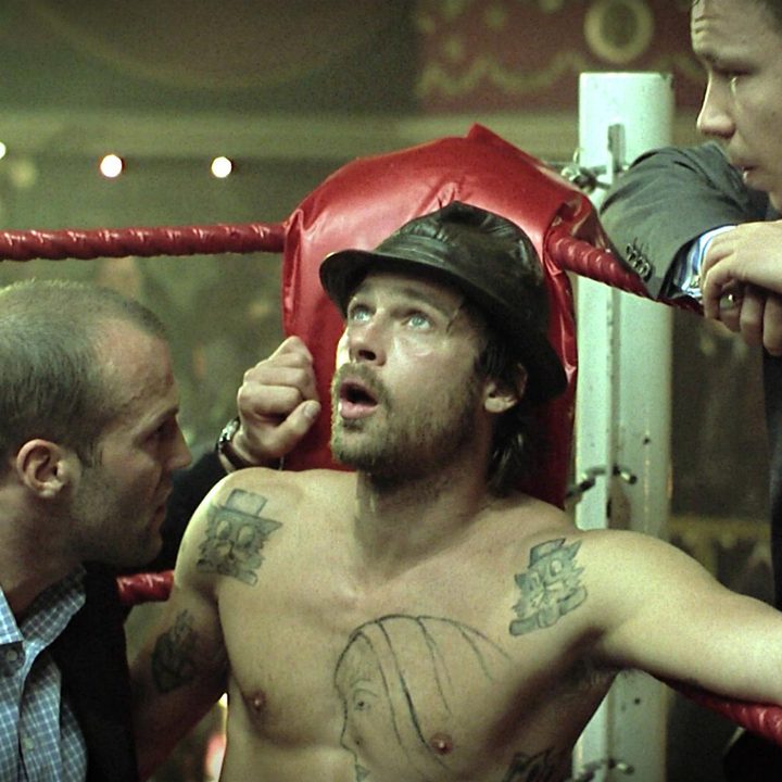 Brad Pitt in a boxing ring in a scene from Snatch.