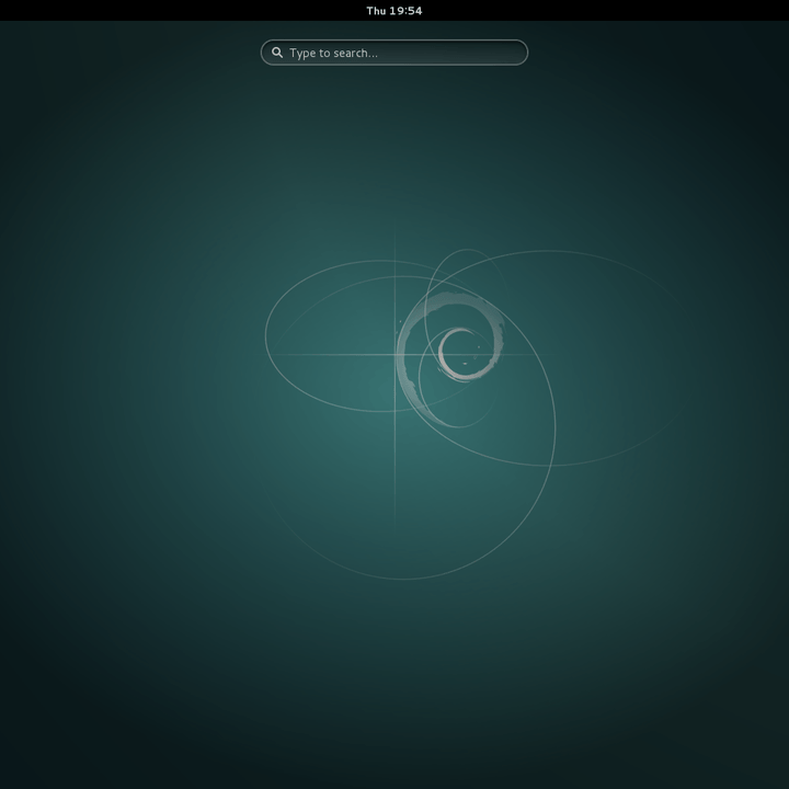 The Debian distro interface home screen.