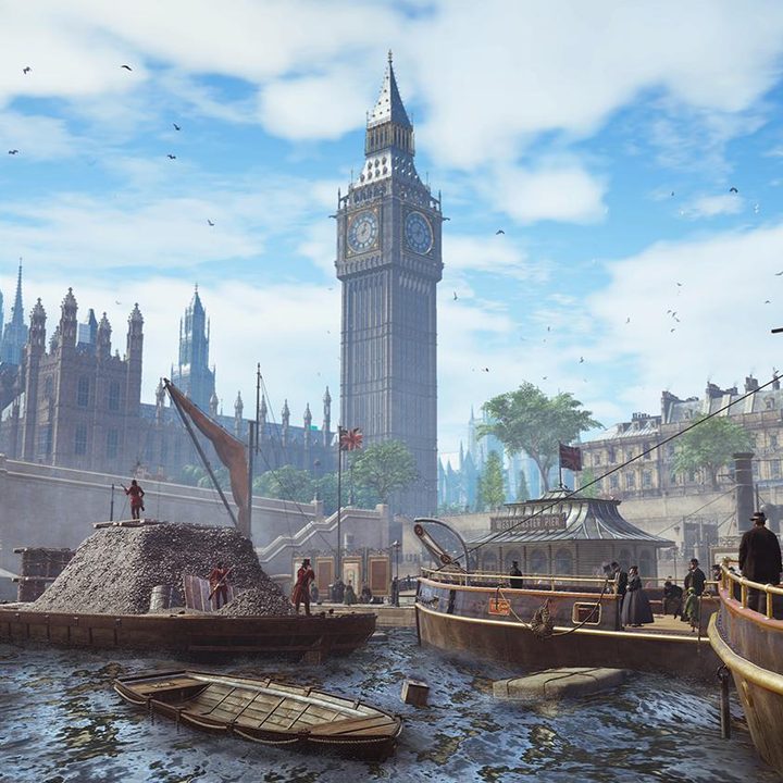 Clocktower and boats in Assassin’s Creed Syndicate.