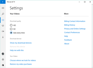 Windows 10 Store Movies and TV