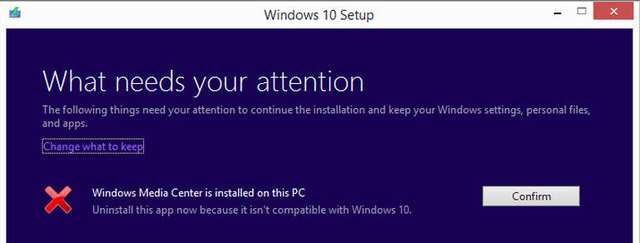 Windows 10 WMC Warning