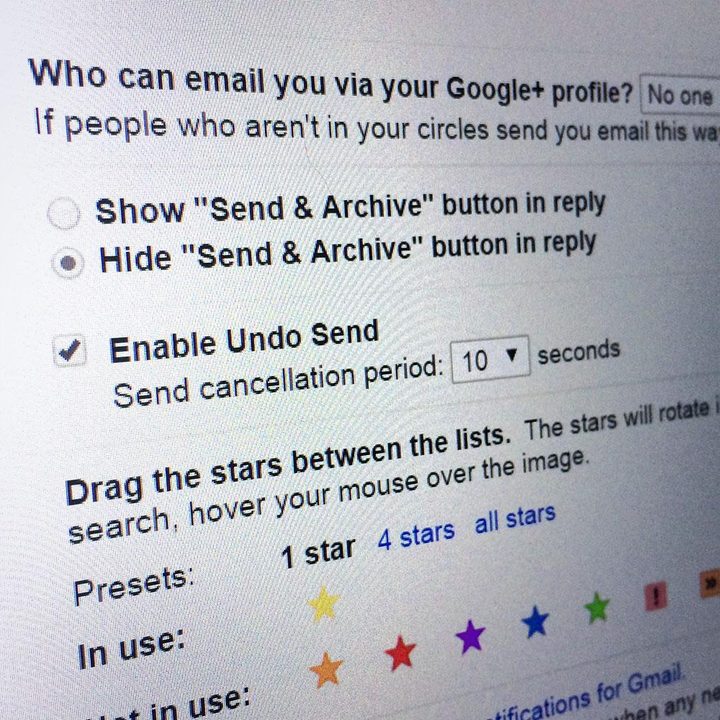 The settings for Gmail's "Undo Send" feature.