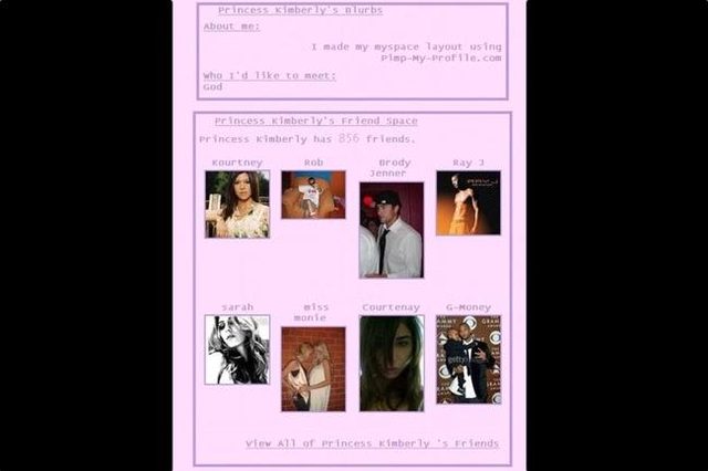 Kim Kardashian's MySpace top friends in 2006.