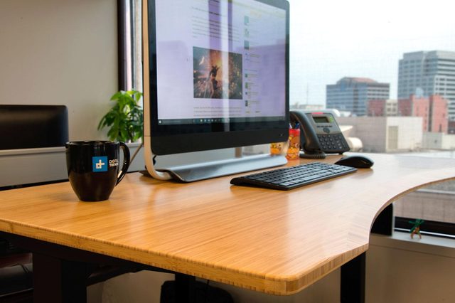 Jarvis Standing Bamboo Desk corner