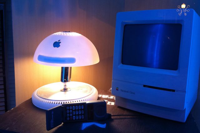A lamp made from an old iMac