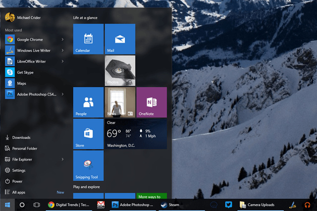 start menu