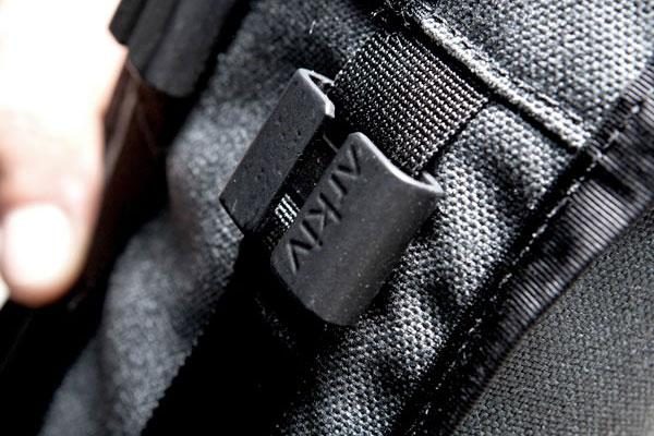 Close up of the Arkiv logo on a Mission Workshop&nbsp;R6 Arkiv Field Pack.