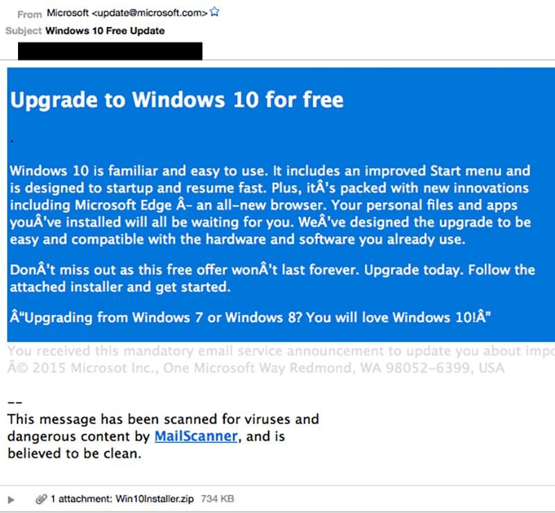 Windows 10 upgrade scam