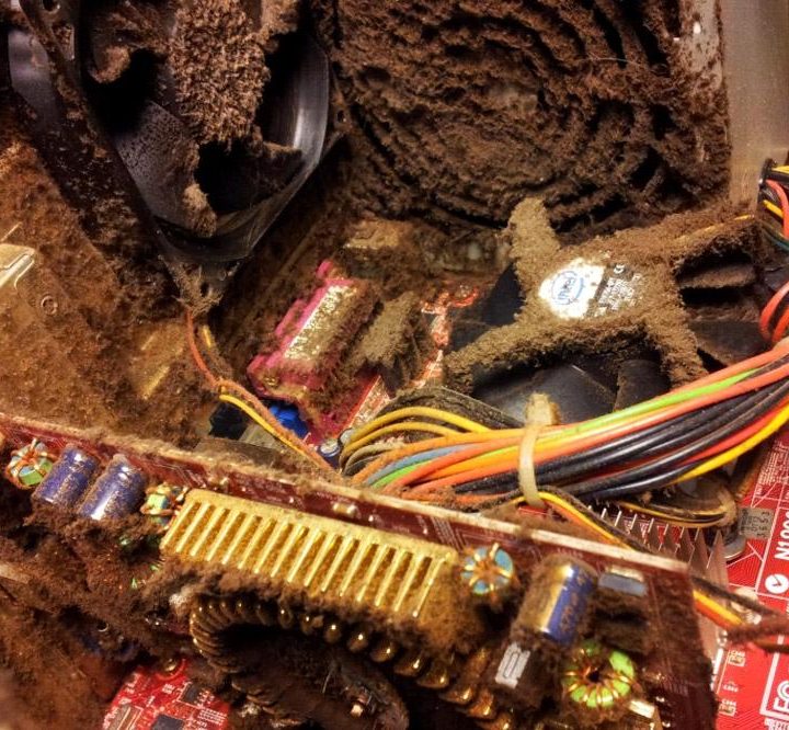 Dusty computer hardware.