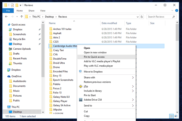 file explorer quick access