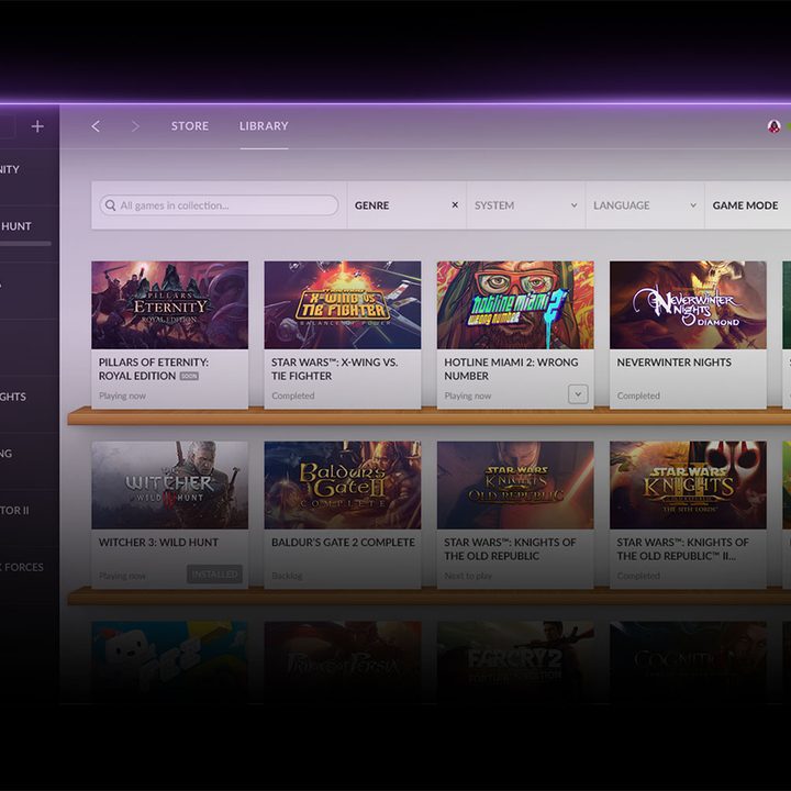 The GOG Galaxy client on PC.