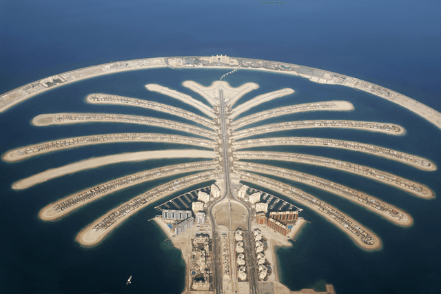 The Palm Jumeirah, one of Dubai's artificial islands