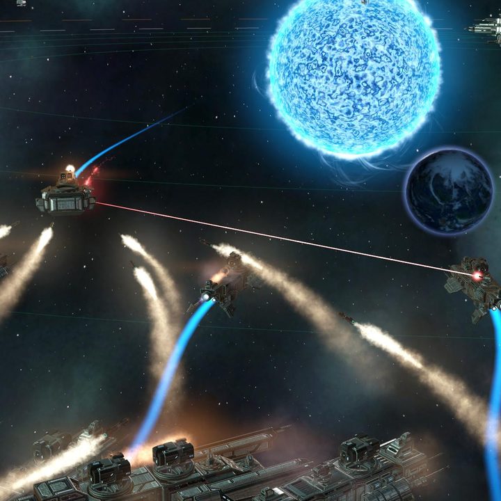 A space battle in stellaris.