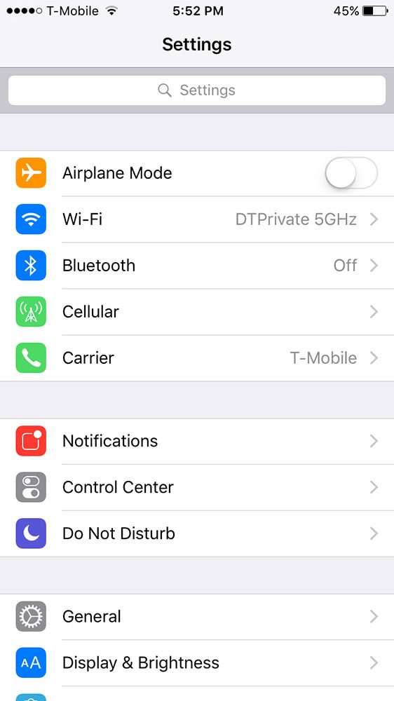 apple iphone 6s review screenshot settings