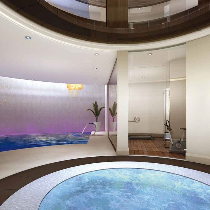 A jacuzzi in a modern room.