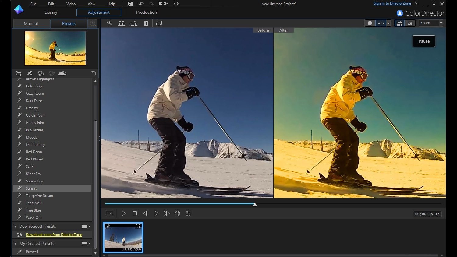 cyberlink director suite 4s new features include action cam video editing color presets