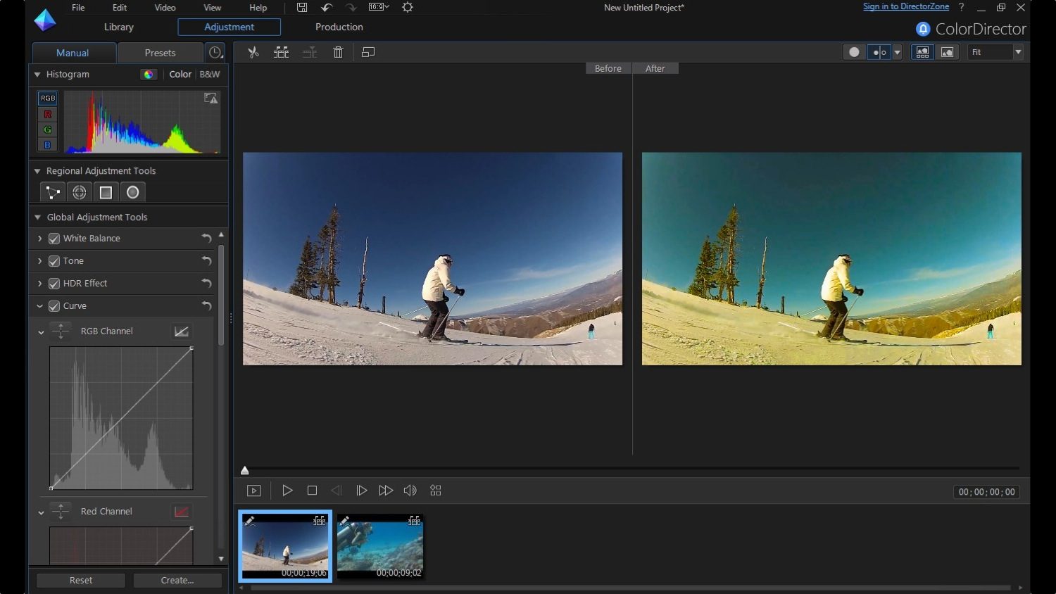 cyberlink director suite 4s new features include action cam video editing split screen adjustment