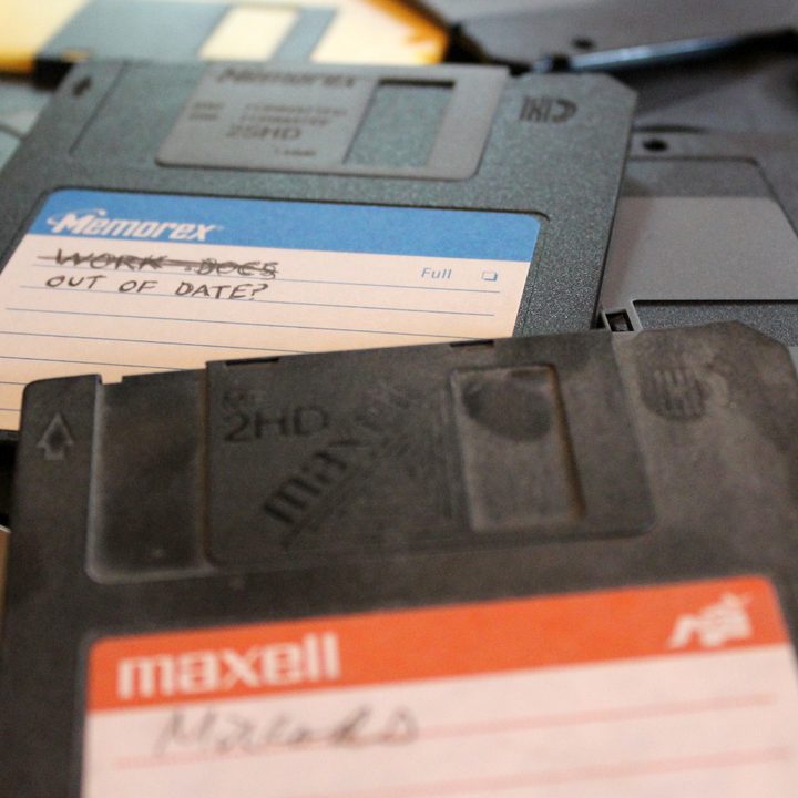 A collection of floppy disks.