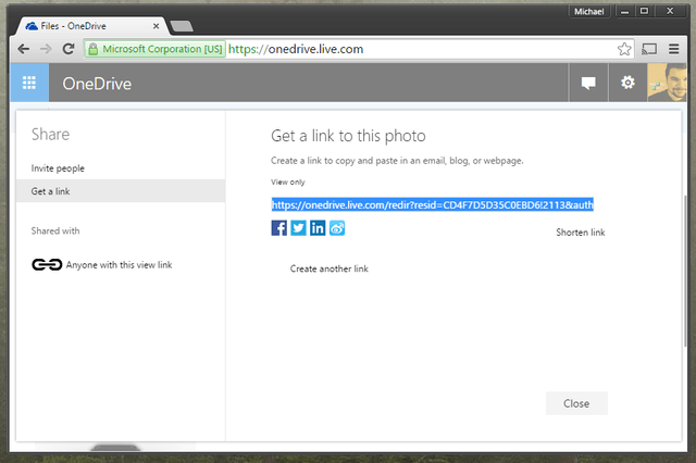 onedrive share menu