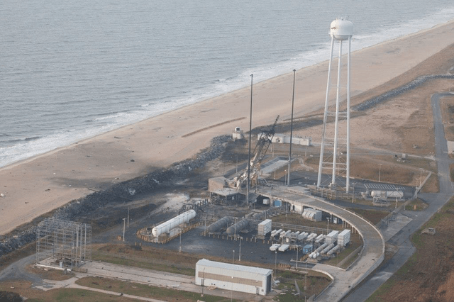 Antares launch pad damage after the Orb-3's explosion