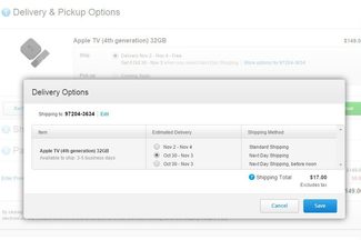 Apple TV shipping options