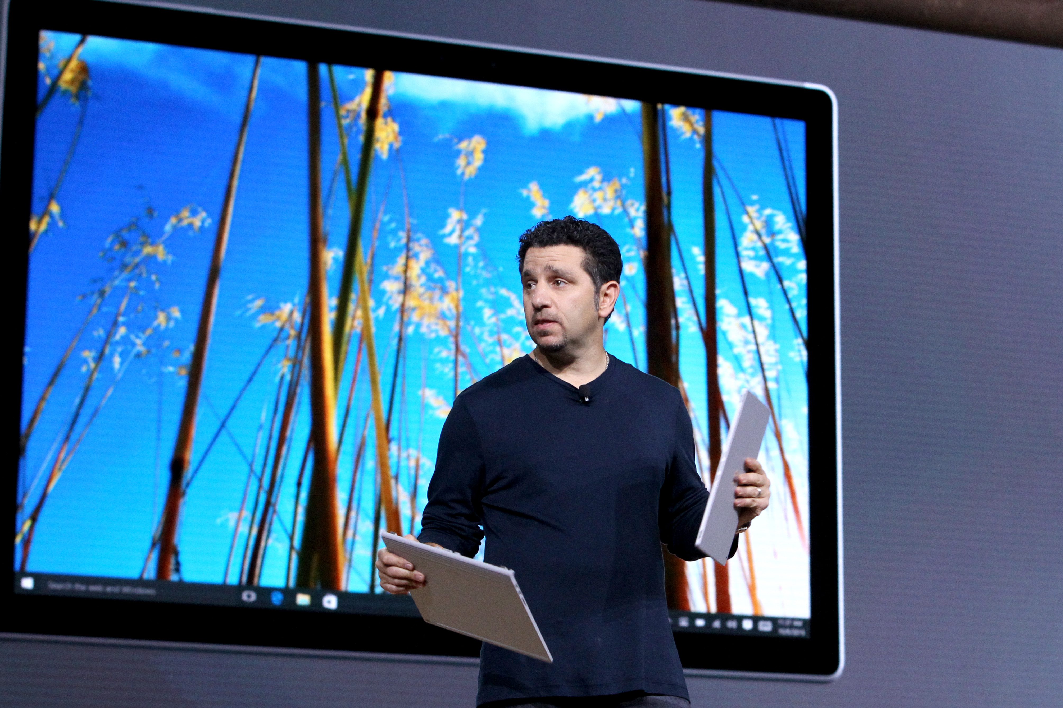 VP of Microsoft Surface Panos Panay speaks on stage at Windows 10 Devices Event, on Tuesday, October 6, 2015 in New York, New York. (Mark Von Holden/AP Images for AP Images for Windows)