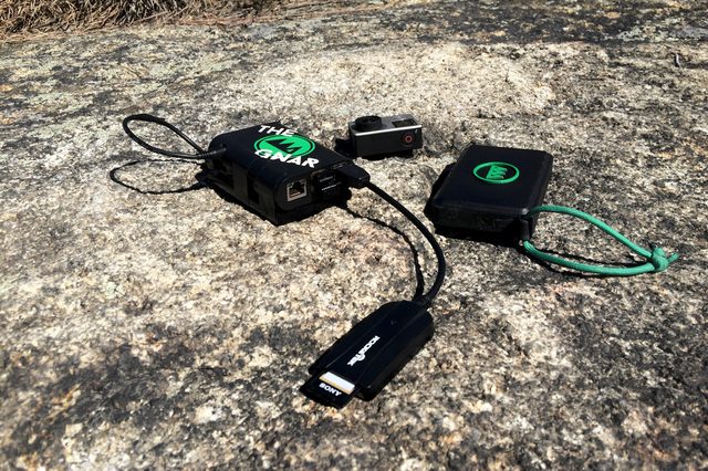 The Gnarbox prototype (left) and a 3D-printed mockup of the final product (right).