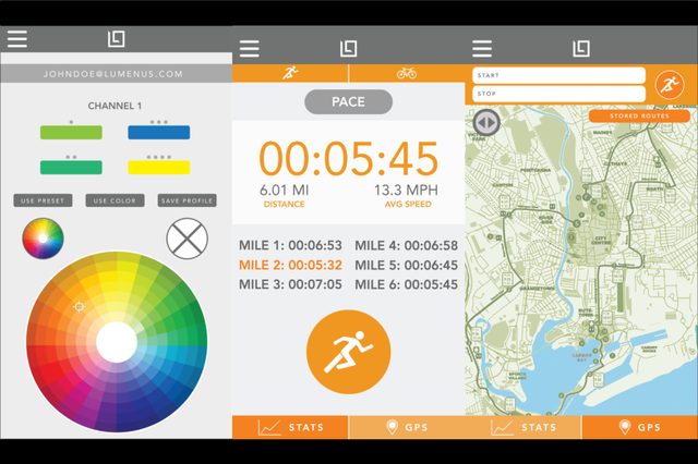 Lumenus app screens.