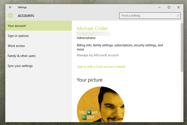 account page
