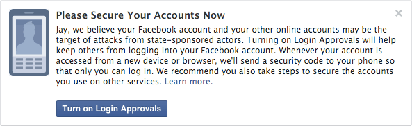 facebook warning notification