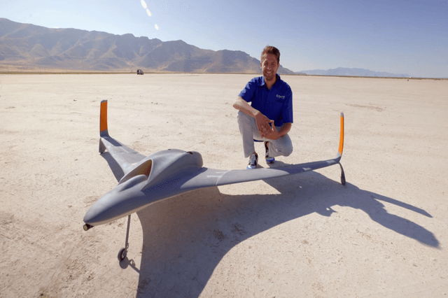 Aurora Flight Science engineer Dan Campbell and the 3D-printed drone