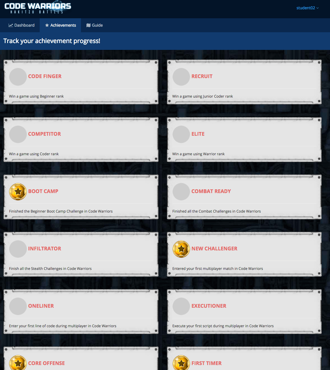 code warriors kids learn javascript dashboard 2