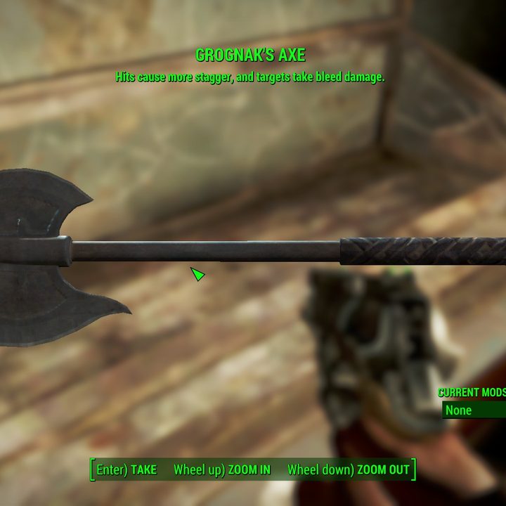 Grognak's Axe in a glass case.