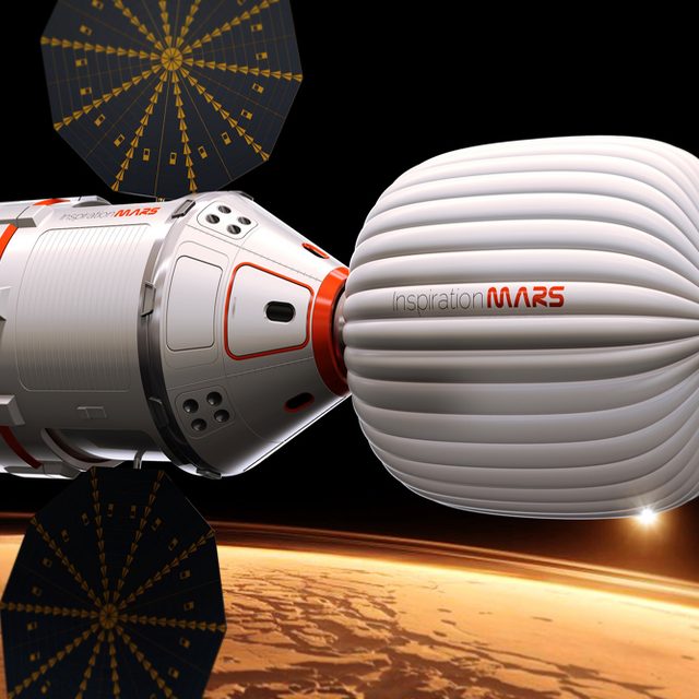 Artist rendition of an Inspiration Mars capsule and habitat.