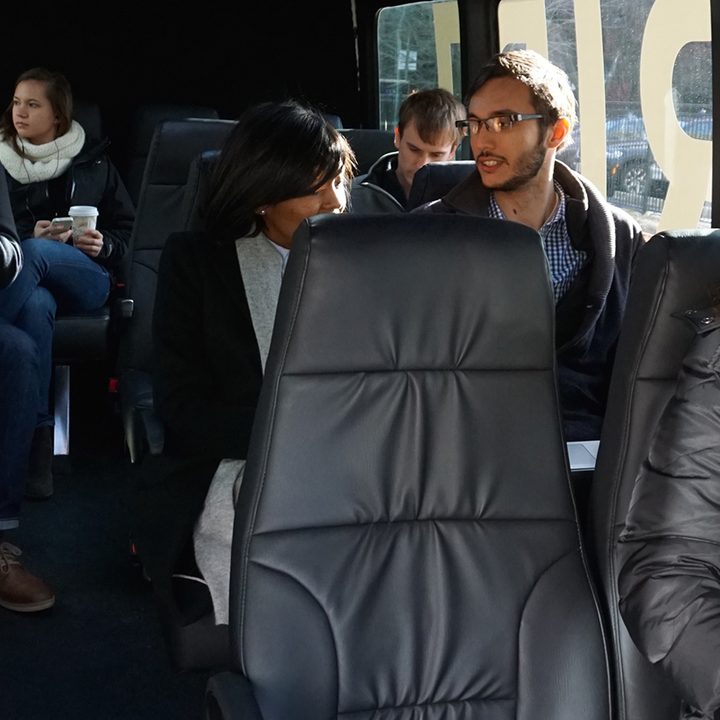 Bridj on-demand bus service.