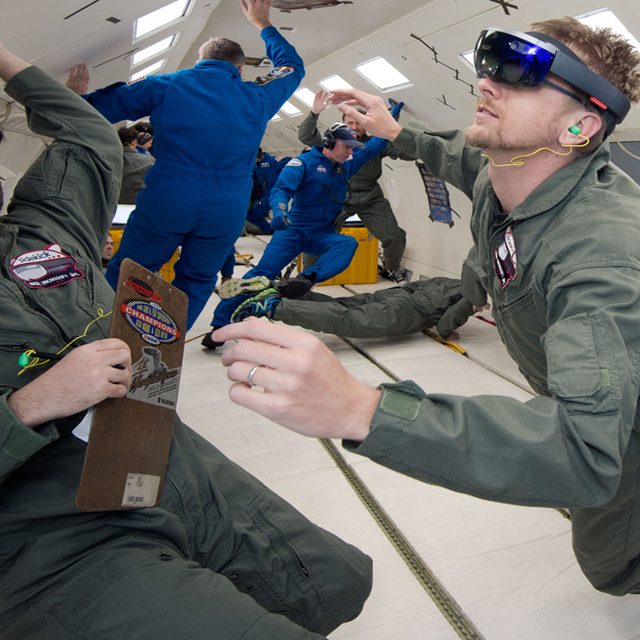 NASA and Microsoft engineers test Project Sidekick in a weightless chamber