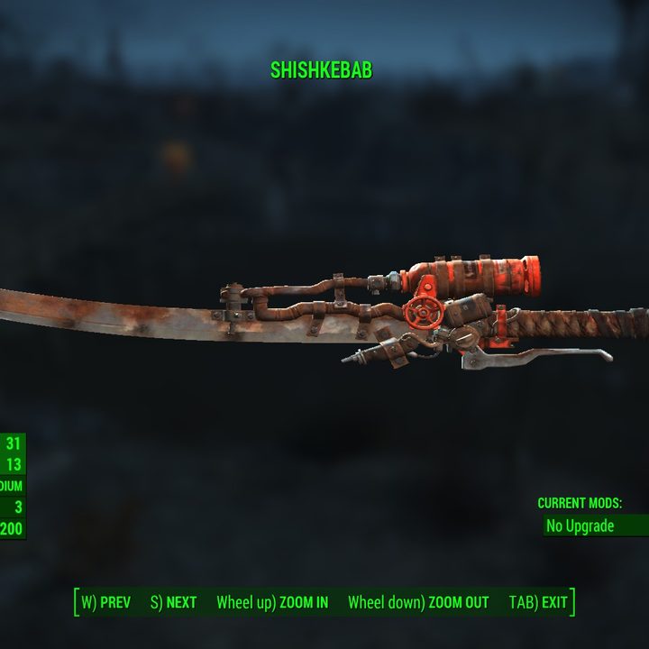 The Shishkebab weapon in Fallout 4.