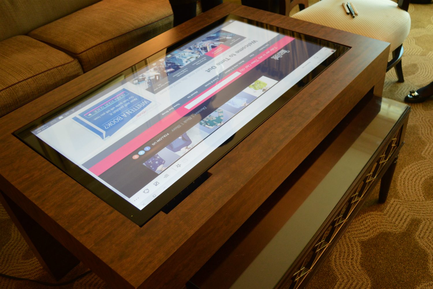 cima wants to put 40 inch touchscreens in coffee tables table time out