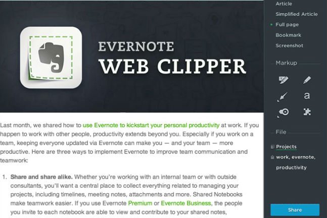 Evernote Web Clipper
